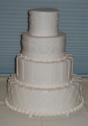 four layer round white cake