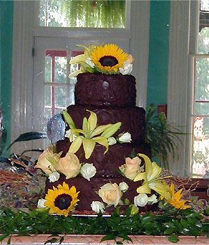 Chocolate cake with sunflowers