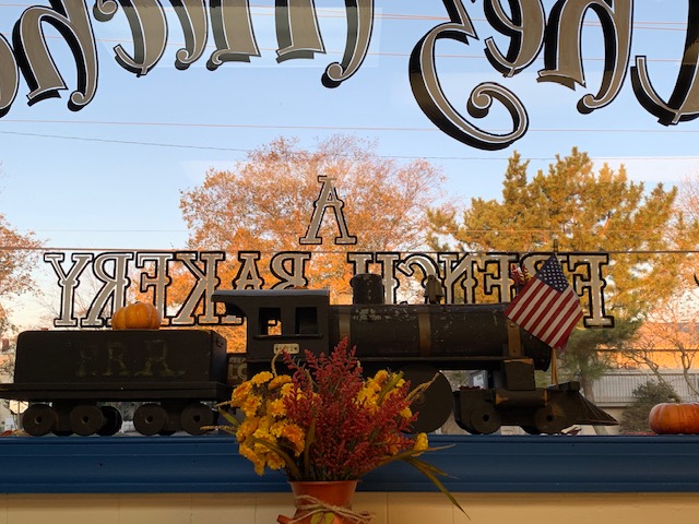 Toy train in a window